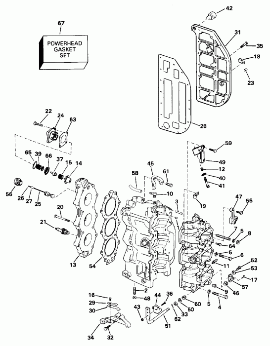  Evinrude SE65RSYM 1996  - linder & Crankcase