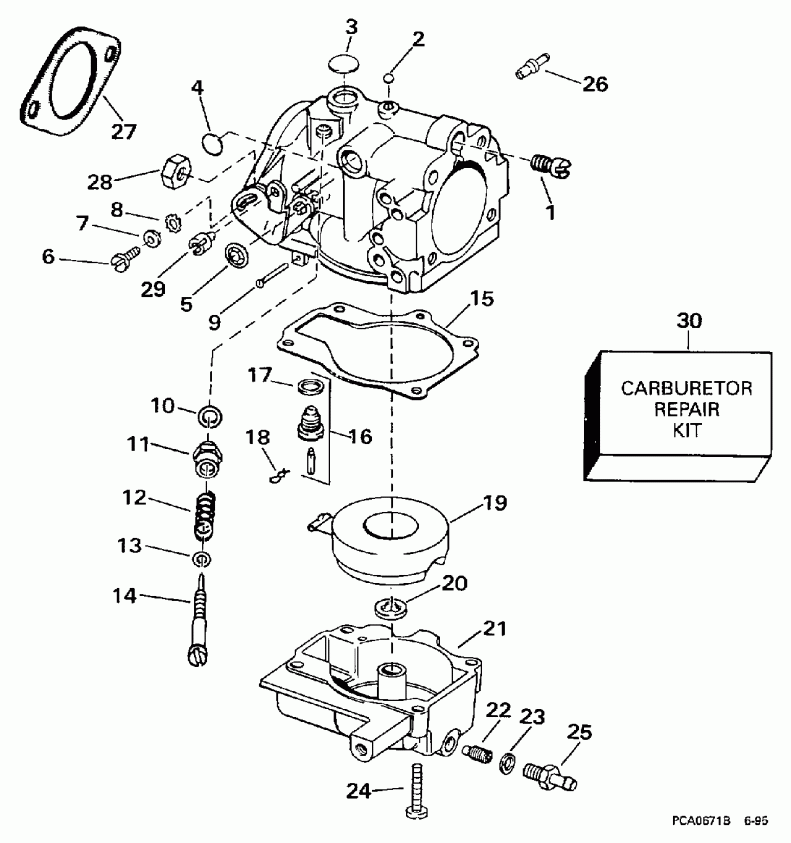 ��������� ����� Evinrude B25JREUR 1997  - 20sr, 25r / 20sr, 25r