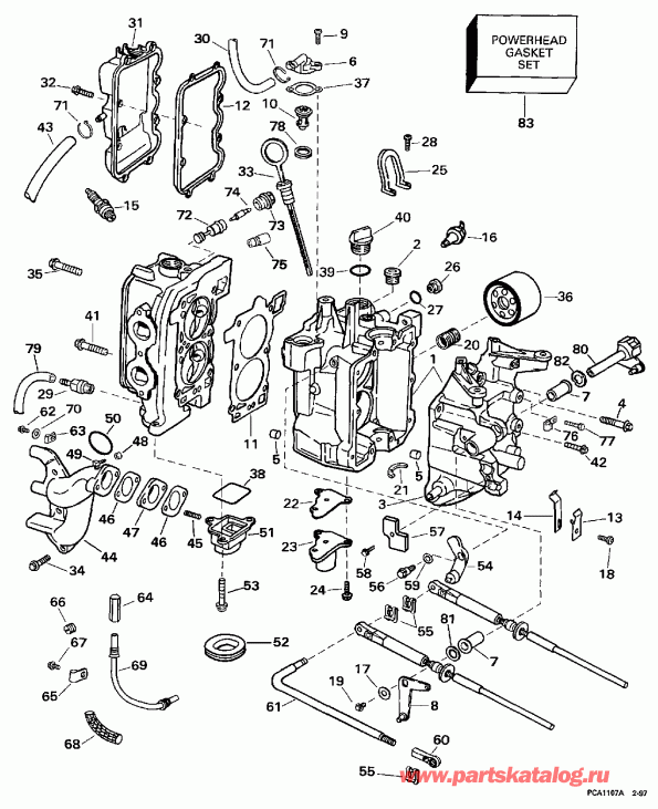 �������� ����� Evinrude BE10FDLEUA 1997  - linder & Crankcase / linder & ������ ���������