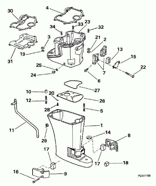 ��������� ����� EVINRUDE BE10FWLEUR 1997  - haust Housing