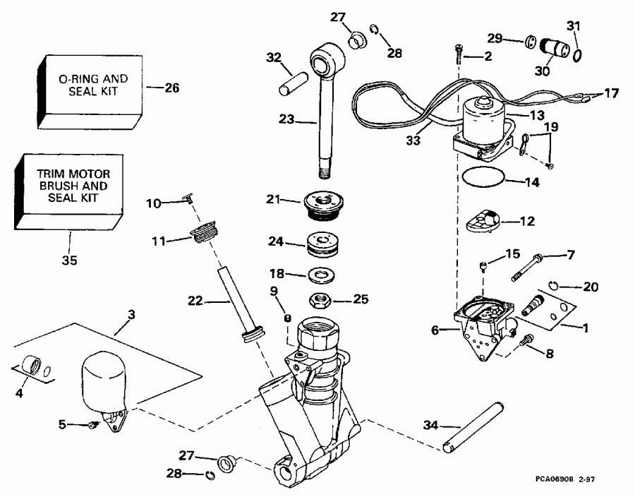 ��������� �������� ����� EVINRUDE BE130TLEUB 1997  - wer Trim / tilt Hydraulic Assembly / wer Trim/tilt Hydraulic Assembly