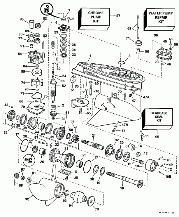 ��������� ��������� EVINRUDE BE150ELEUE 1997  - Counter-rotation - Counter-rotation