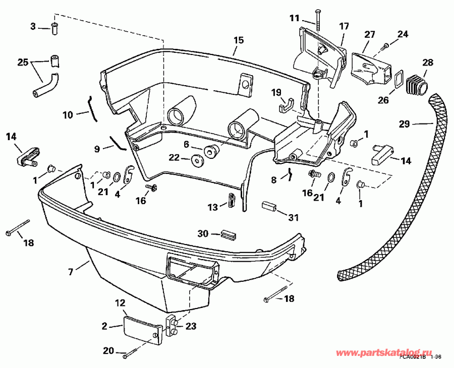 ��������� EVINRUDE BE150GLEUE 1997  - wer Engine Cover - wer ������ ��������� (�����)