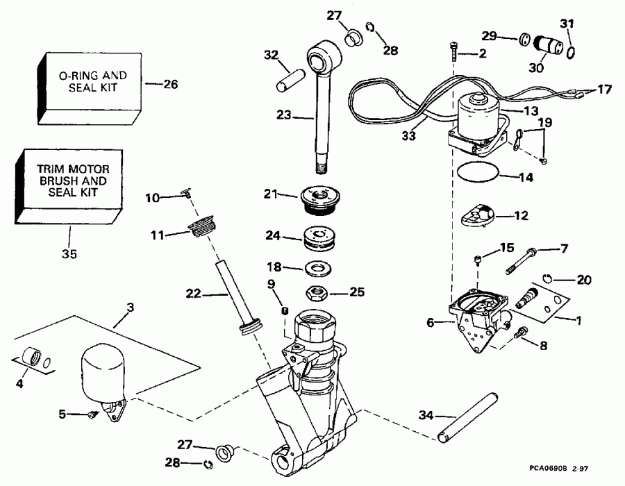 ��������� �������� ����� EVINRUDE BE150NXEUC 1997  - wer Trim / tilt Hydraulic Assembly / wer Trim/tilt Hydraulic Assembly