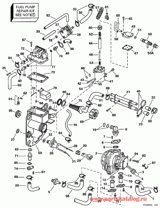 Evinrude BE150NXEUE 1997  - el Bracket & Components