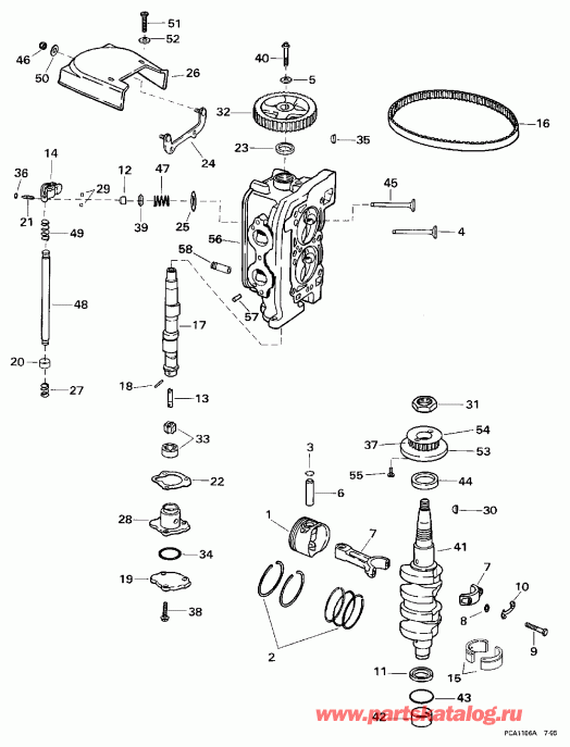 ��������� EVINRUDE BE15FREUA 1997  - linder Head & Crankshaft