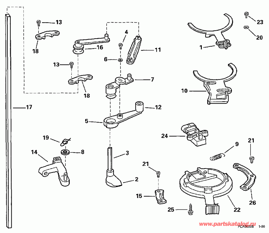 ��������� ����� EVINRUDE BE175NXEUE 1997  - rottle ��������� �������� - rottle Linkage