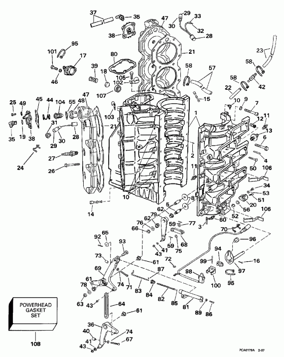 �������� ����� Evinrude BE200TXEUA 1997  - linder & Crankcase