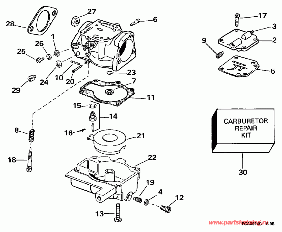 ����� EVINRUDE BE20SEEUM 1997  - rburetor 30e, 30el / rburetor 30e, 30el