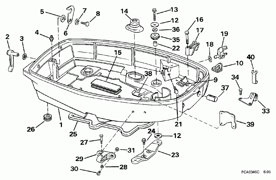  Evinrude BE20SELEUM 1997  - wer Engine Cover - wer ������ ��������� (�����)