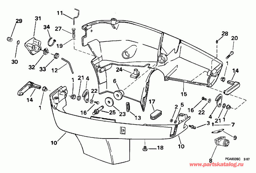 �������� ��������� ����� EVINRUDE BE225SLEUD 1997  - wer Engine Cover