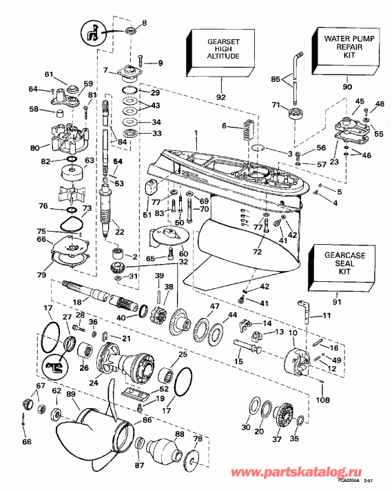 ��������� ��������� EVINRUDE BE225TXEUD 1997  - Standard Rotation - 20 In. Models - �������� Rotation - 20 ���� Models