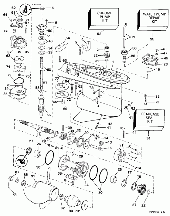  Evinrude BE250CXEUM 1997  - Standard Rotation / �������� Rotation