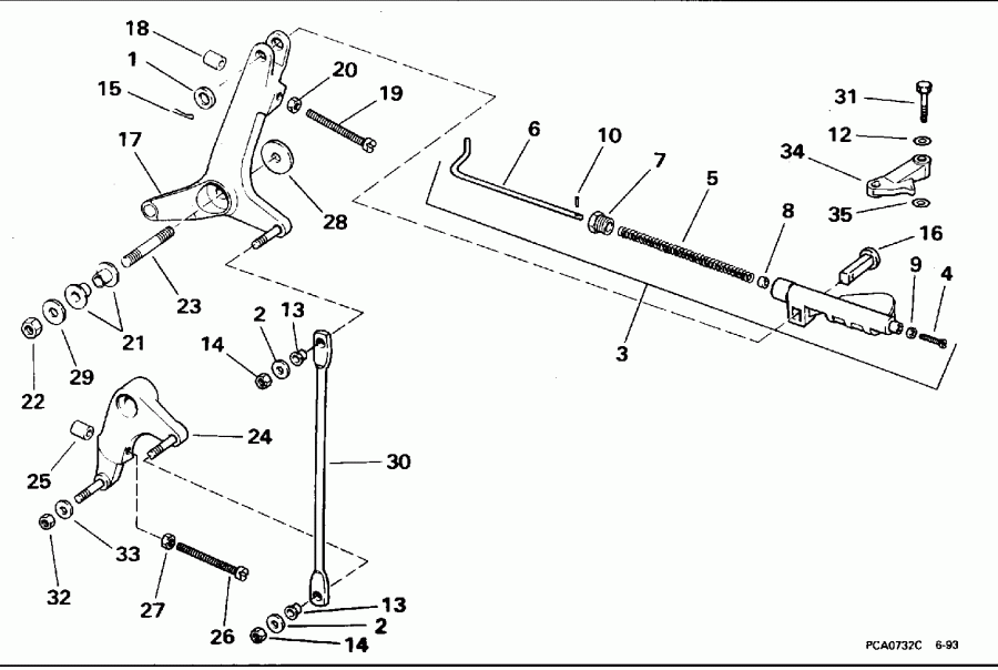 ����� EVINRUDE BE250TXEUM 1997  - rottle Linkage