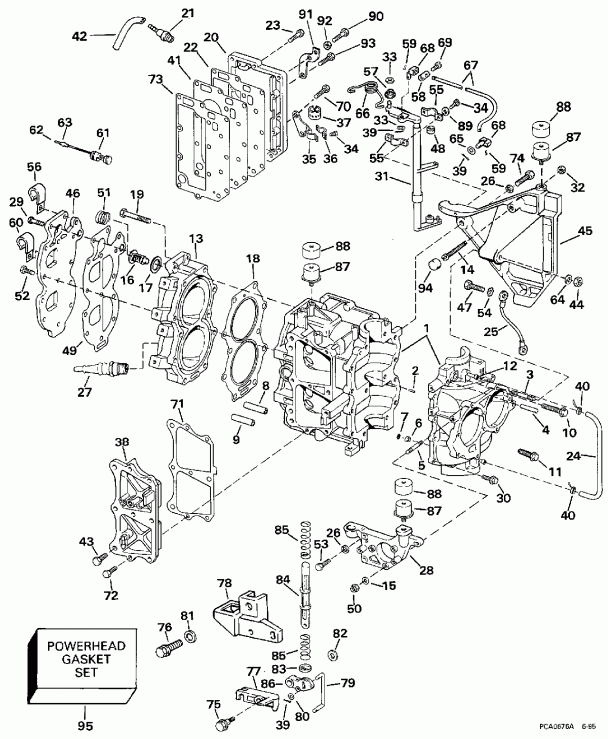 ��������� ��������� EVINRUDE BE25BALEUA 1997  - linder & Crankcase - linder & ������ ���������