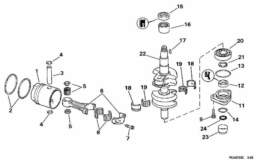 ��������� EVINRUDE BE25EEUB 1997  - ank��� & ������� - ankshaft & Piston