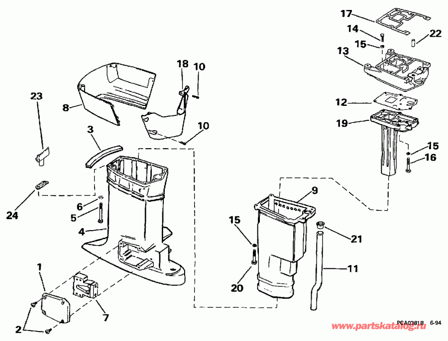 ��������� �������� ����� EVINRUDE BE50DTLEUR 1997  - haust Housing / haust ������
