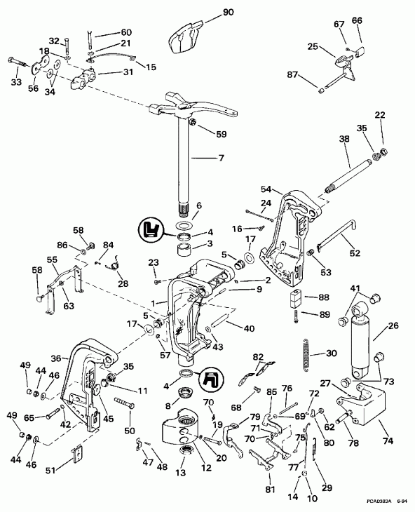  Evinrude BE50DTLEUR 1997  - ������ Tilt - Manual Tilt