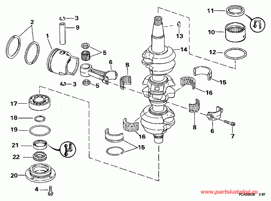 ��������� ��������� Evinrude BE60TLEUA 1997  - ankshaft & Piston