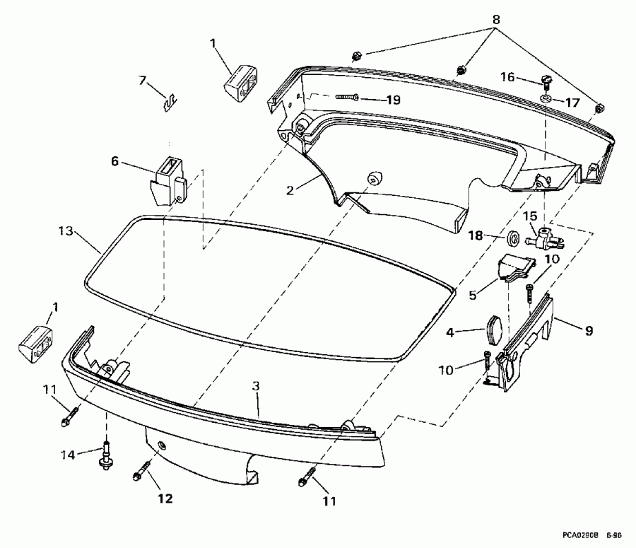 ��������� EVINRUDE BE8RCB 1997  - wer ������ ��������� (�����) - wer Engine Cover