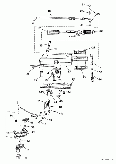 �������� ��������� ����� EVINRUDE BE8RCB 1997  - eering Handle / ee������ Handle