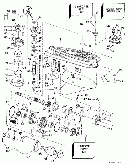 �������� ��������� ����� EVINRUDE BE90ELEUC 1997  - 25 ���� Models - 25 In. Models