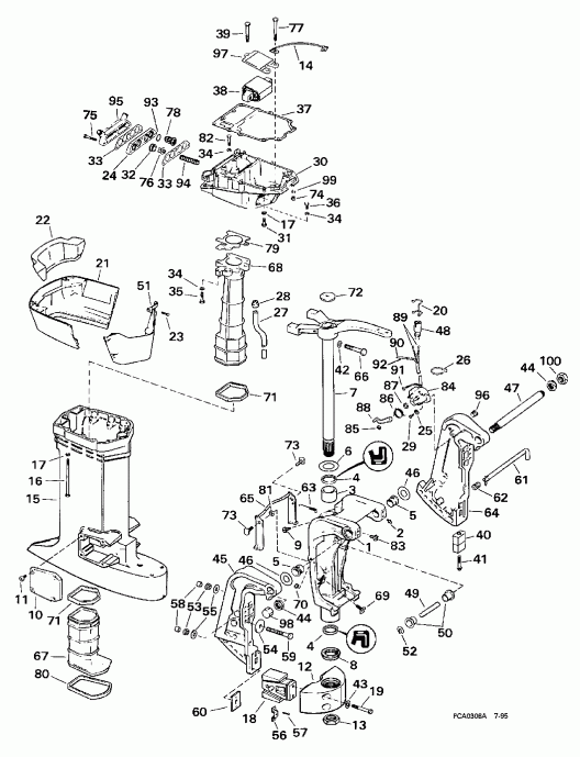 �������� ����� EVINRUDE E100WTXEUA 1997  - dsection