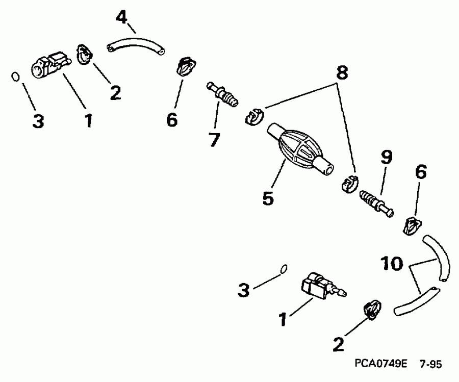 ��������� ����� EVINRUDE E10FRLEUA 1997  - el Hose & Primer Bulb 5/16 In. I.d. - el ����� & ��������� ����� 5 / 16 ���� I.d.