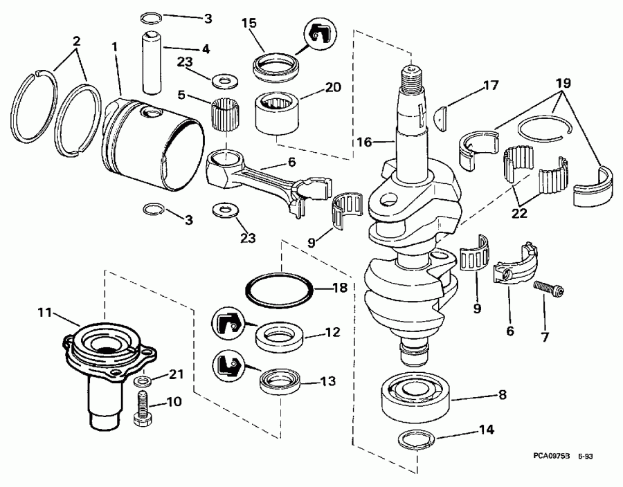 �������� ��������� ����� Evinrude E10RLEUS 1997  - ankshaft & Piston - ank��� & �������