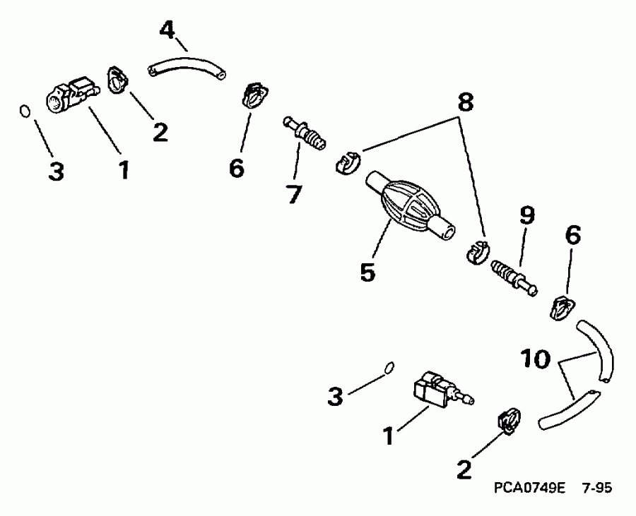 ����� EVINRUDE E10RLEUS 1997  - el Hose & Primer Bulb 5/16 In. I.d.