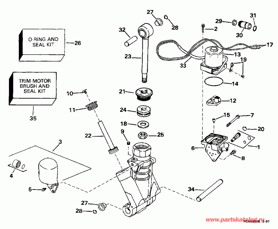 ��������� EVINRUDE E115ELEUC 1997  - wer Trim/tilt Hydraulic Assembly