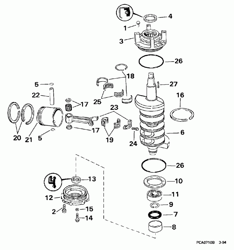 ��������� Evinrude E115JLEUM 1997  - ankshaft & Piston - ank��� & �������