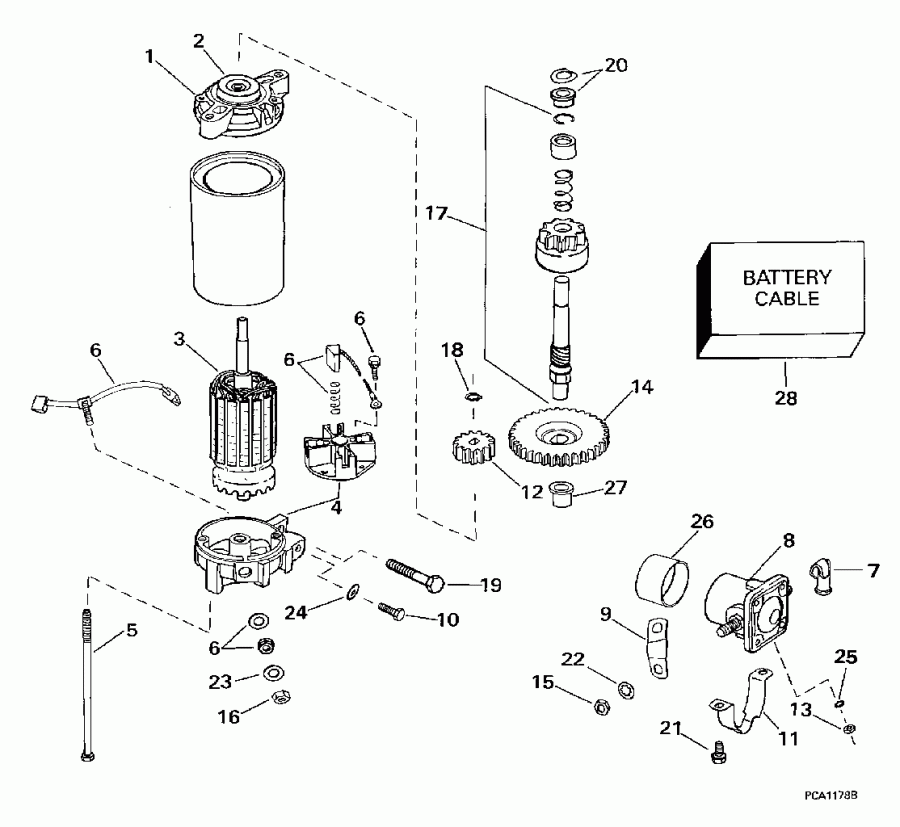 ����� EVINRUDE E115SLEUA 1997  - ectric ������� & Solenoid - ectric Starter & Solenoid