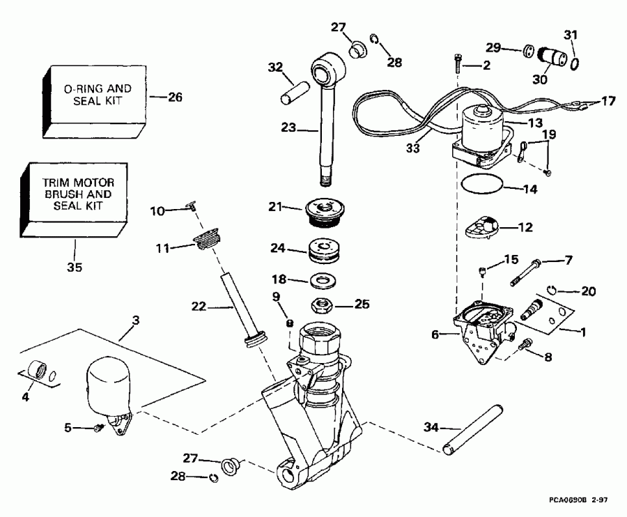 ��������� ������� E115SLEUA 1997  - wer Trim / tilt Hydraulic Assembly / wer Trim/tilt Hydraulic Assembly