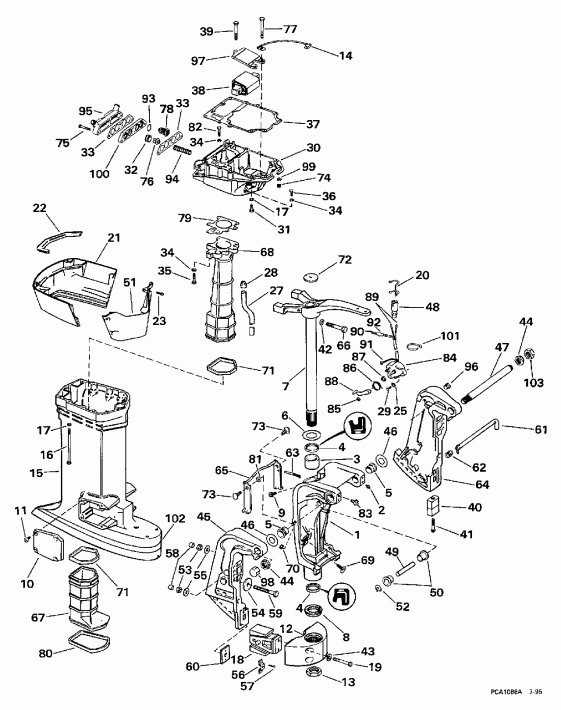 ��������� �������� ����� Evinrude E115TSXEUA 1997  - dsection - dsection