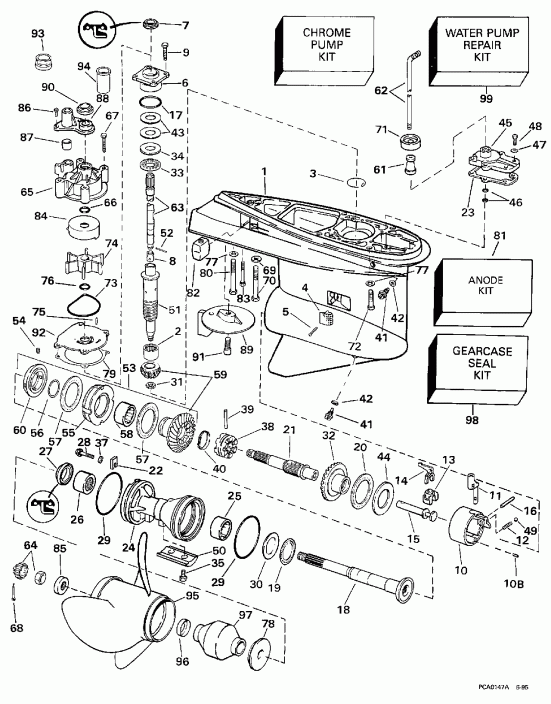 �������� ��������� ����� EVINRUDE E130TXAUM 1997  - 130cx Counter-rotation / 130cx Counter-rotation