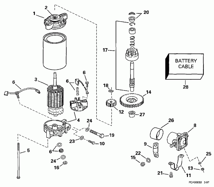 ��������� �������� ����� EVINRUDE E150GLEUE 1997  - ectric Starter & Solenoid / ectric ������� & Solenoid