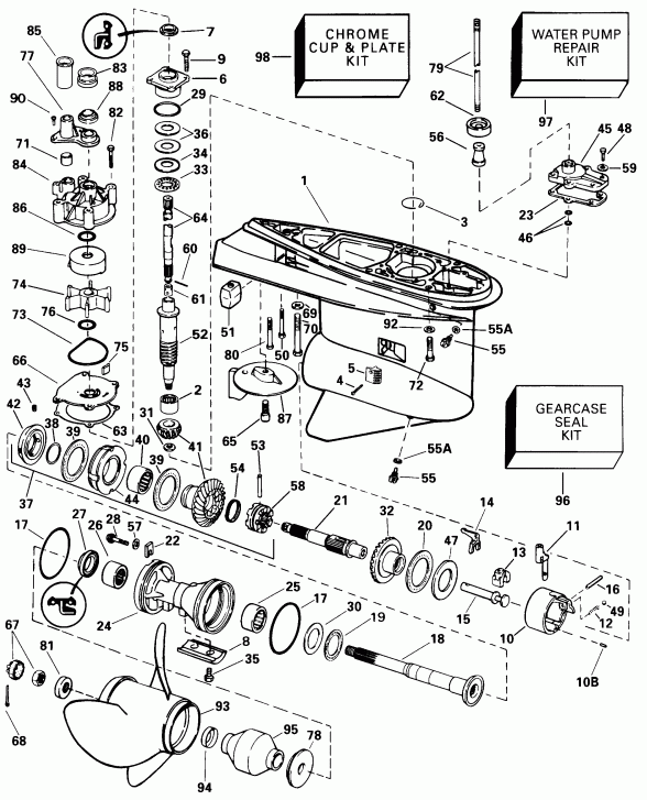 ��������� ����� Evinrude E150ICXEUC 1997  - Counter-rotation -- Icx Models