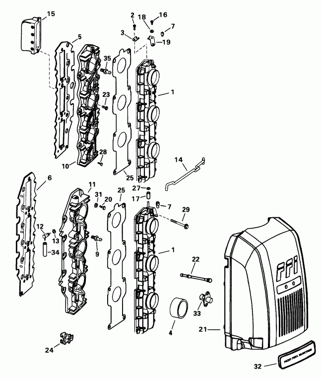 �������� ����� Evinrude E150ICXEUC 1997  - take Manifold / take ���������