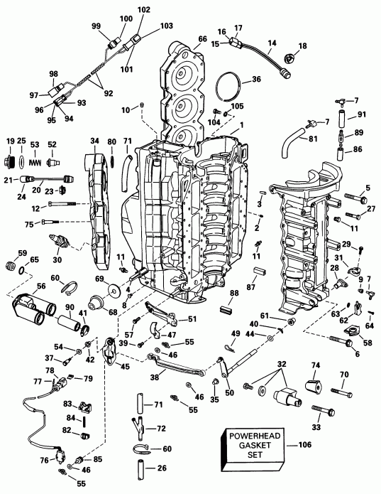 ��������� �������� ����� EVINRUDE E150ILEUC 1997  - linder & Crankcase - linder & ������ ���������