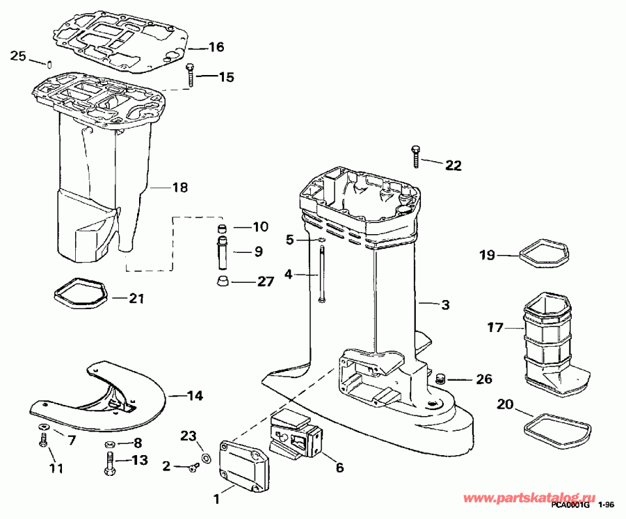 ��������� EVINRUDE E150JLEUC 1997  - haust ������ / haust Housing