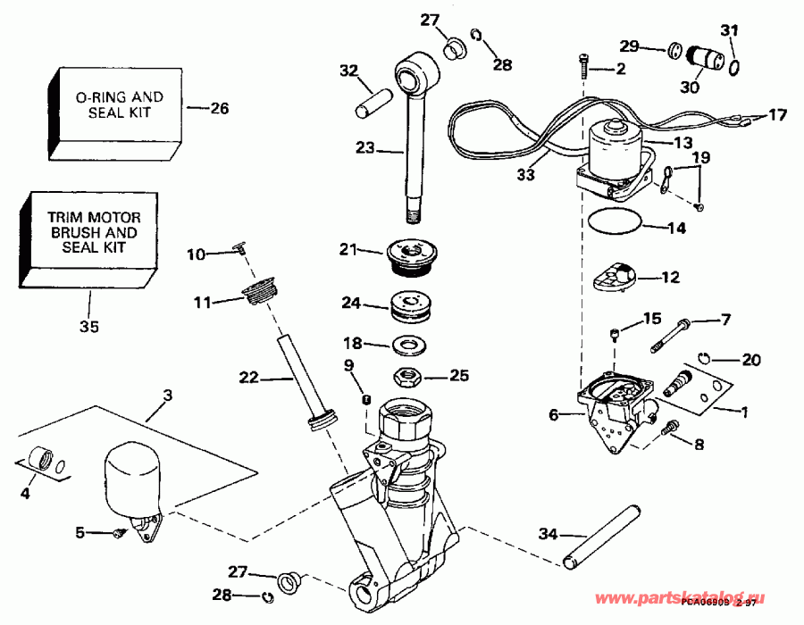 ��������� Evinrude E150JLEUE 1997  - wer Trim/tilt Hydraulic Assembly - wer Trim / tilt Hydraulic Assembly