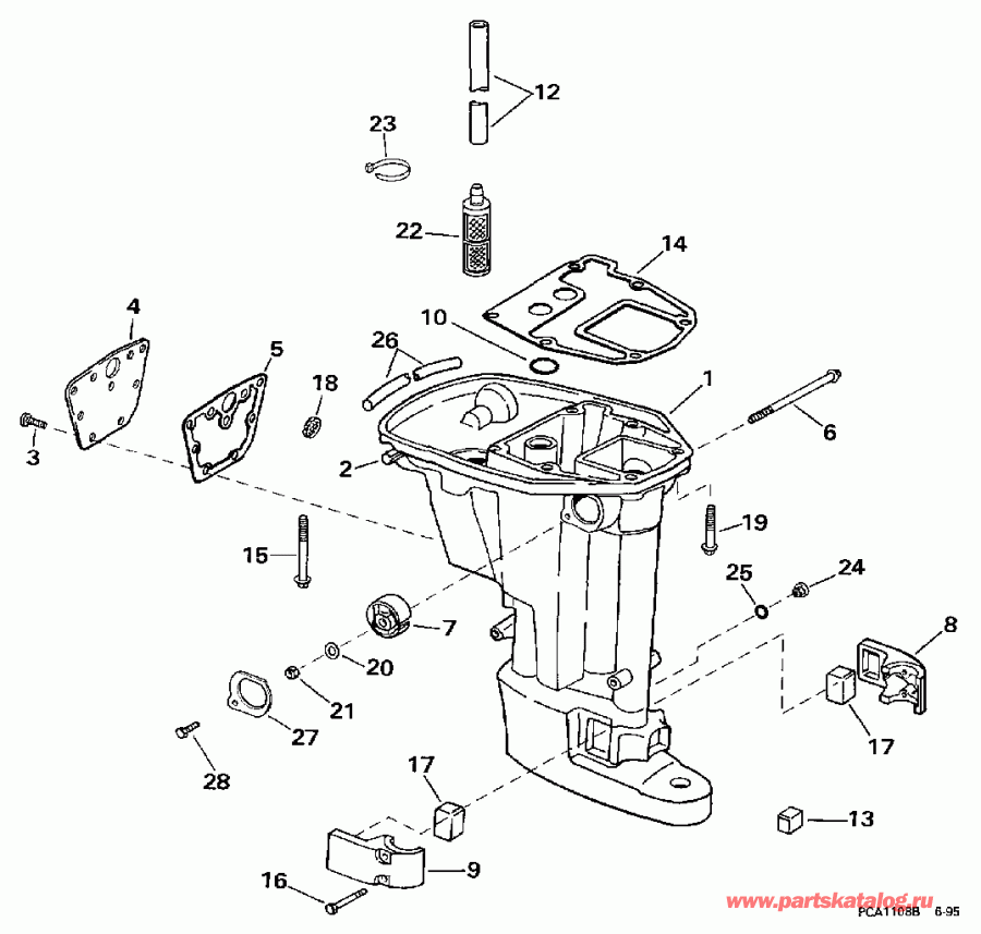 ��������� �������� ����� EVINRUDE E15FREUA 1997  - haust ������ / haust Housing