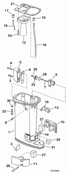 ��������� ����� Evinrude E15RELEUC 1997  - haust Housing / haust ������