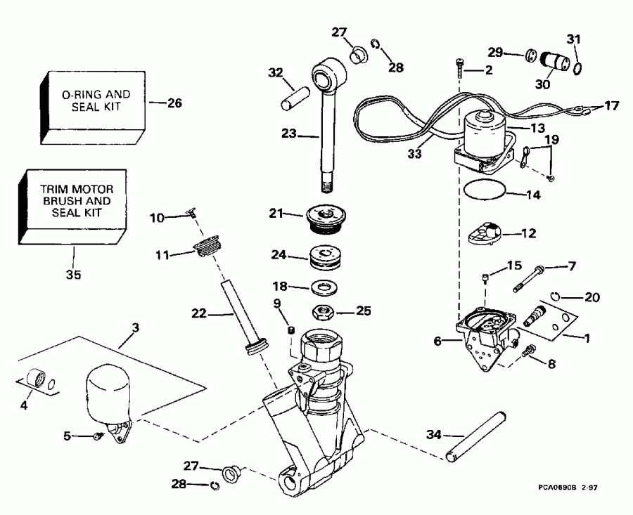��������� ��������� EVINRUDE E200TXEUA 1997  - wer Trim/tilt Hydraulic Assembly