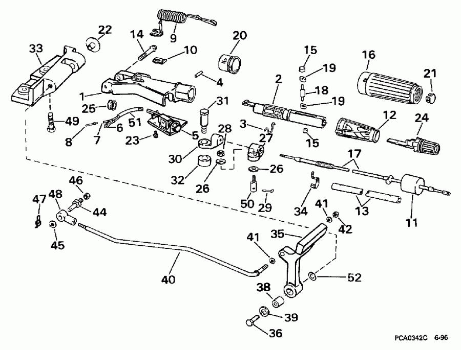 ��������� Evinrude E20CREUM 1997  - eering & Shift Handle / ee������ & ������������� Handle