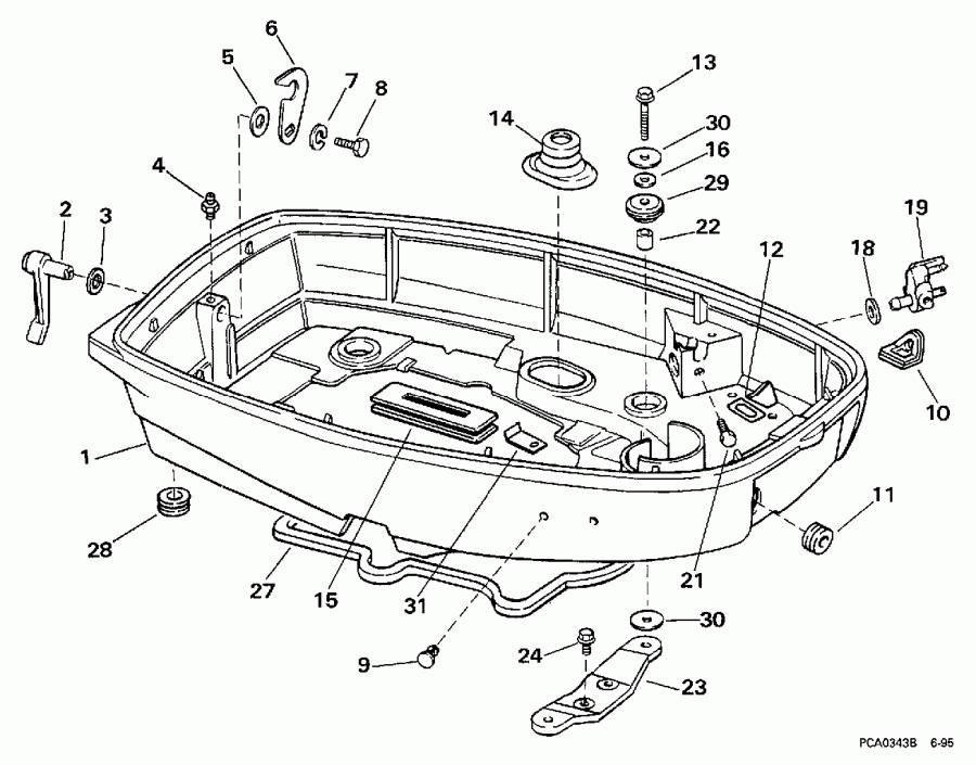 ��������� �������� ����� EVINRUDE E20CRLEUM 1997  - wer Engine Cover