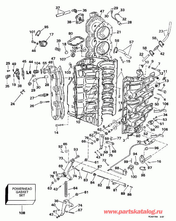 �������� ��������� ����� EVINRUDE E225CXEUD 1997  - linder & ������ ��������� - linder & Crankcase