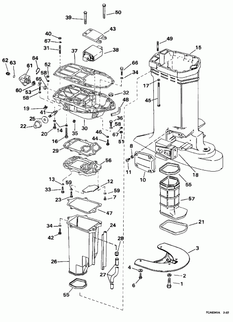 ��������� Evinrude E225CXEUD 1997  - haust Housing - haust ������