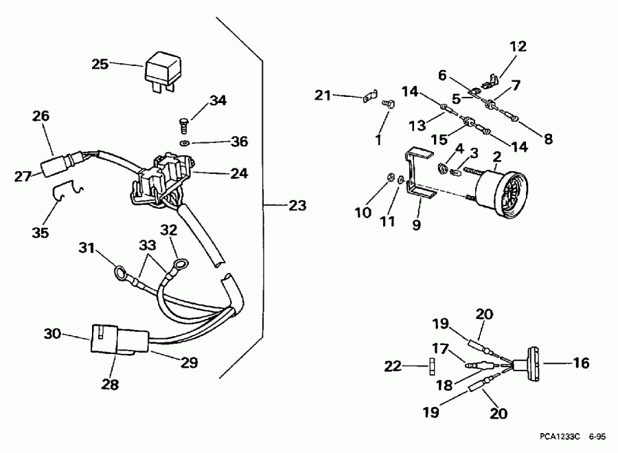 ��������� EVINRUDE E25KLEUR 1997  - wer Trim/tilt Electrical / wer Trim / tilt ���������